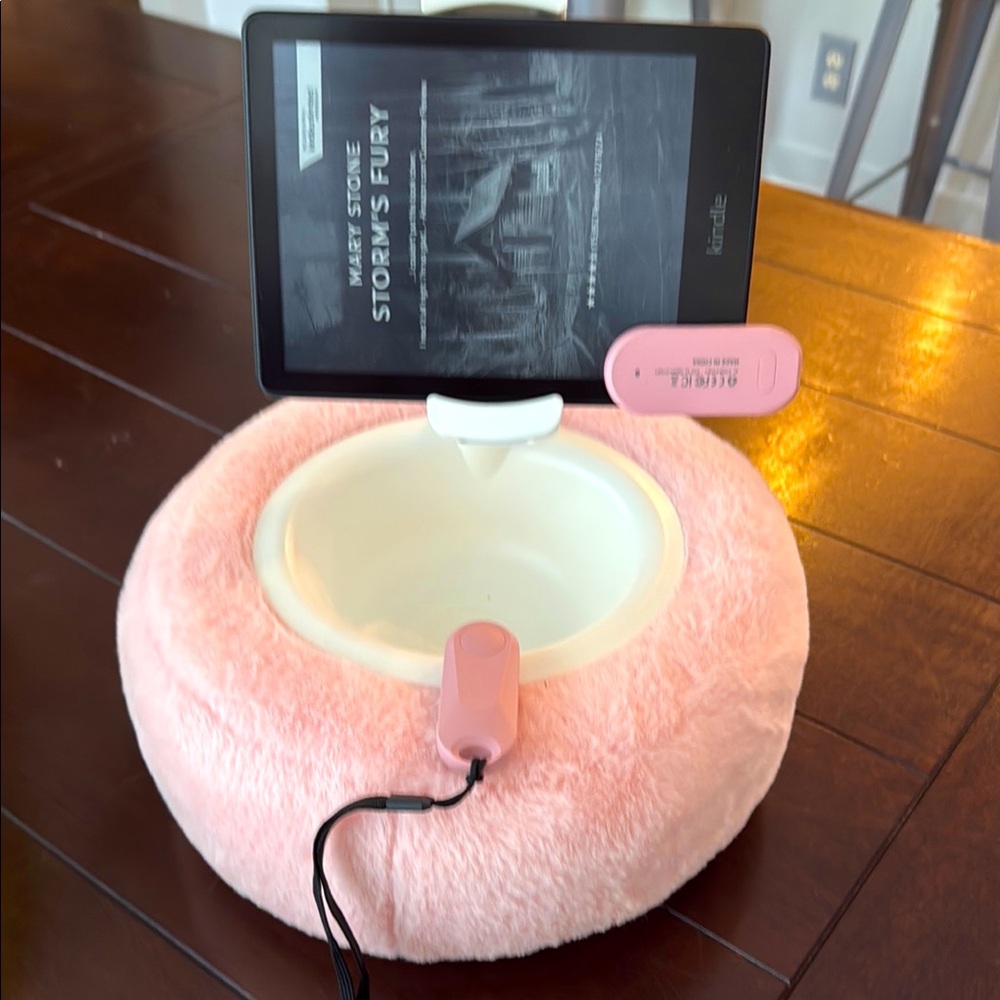 Pink Tablet Stand PLUS Kindle AND page turner